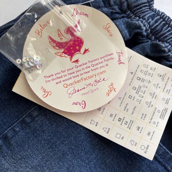 Quacker Factory Dark Wash Cropped Jeans With Sequins Detail At Hem - Picture 11 of 12